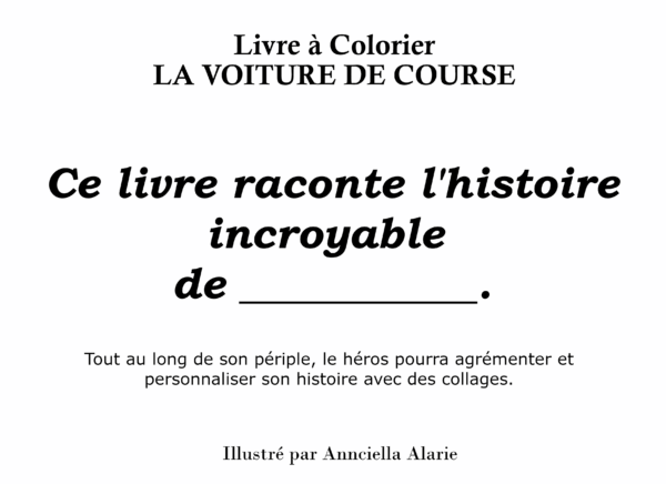 Une histoire à colorier "La voiture de course" Téléchargeable – Image 2