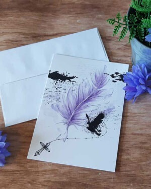 Carte de Voeux "Plume mauve"