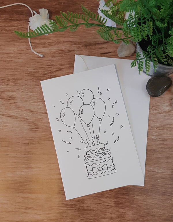 Carte de vœux "Ballons à colorier"