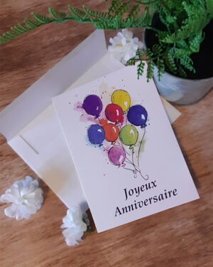 Carte de Voeux "Ballons joyeux anniversaire"