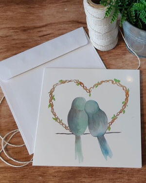 Carte de voeux "Les oiseaux amoureux"