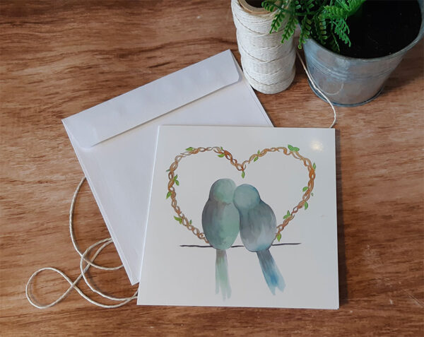 Carte de voeux "Les oiseaux amoureux"
