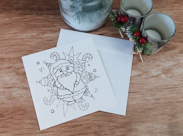 Carte de Noël à colorier "Père Noël"