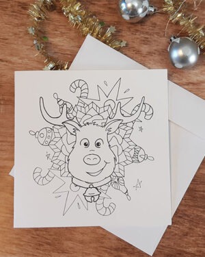 Carte de Noël à colorier "Renne"