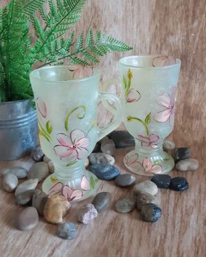 Tasses en verre "Fleurales vieilli" ensemble de 2