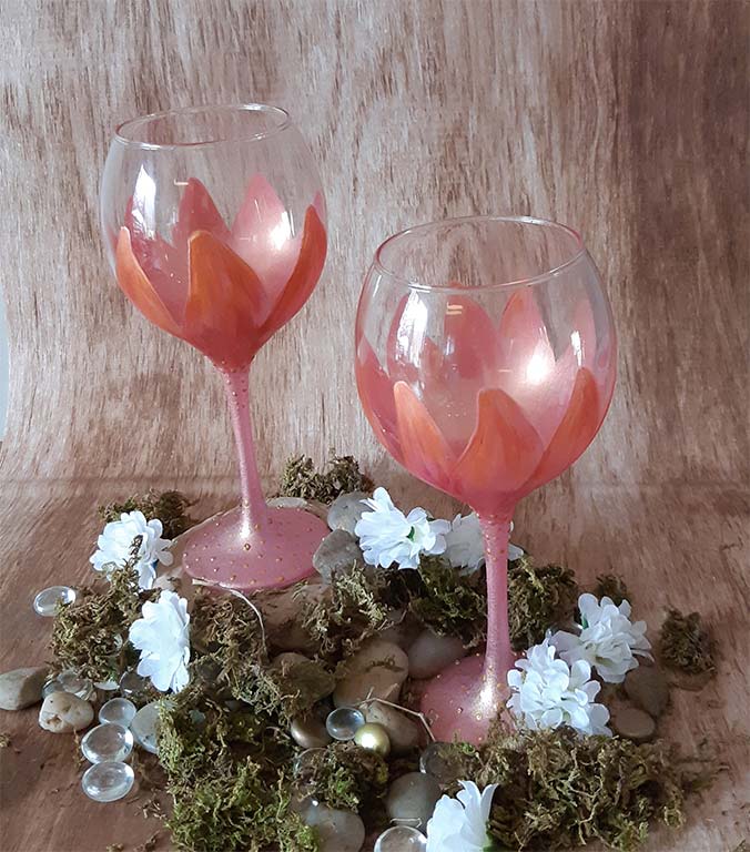 Flûte à champagne verre au reflet rose