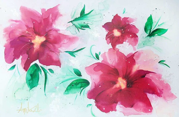 FLEUR CERISE ET VENT D'ÉMERAUDE (originale)