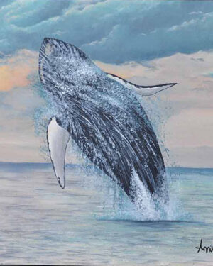 Toile décorative baleine “Hors de l'eau”