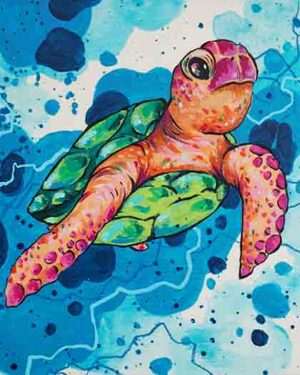 Tortue - Mini toile sur bois