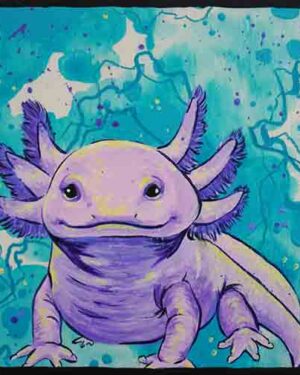 Axolotl - Mini toile sur bois