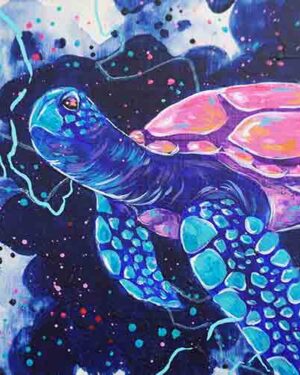 Tortue - Mini toile sur bois