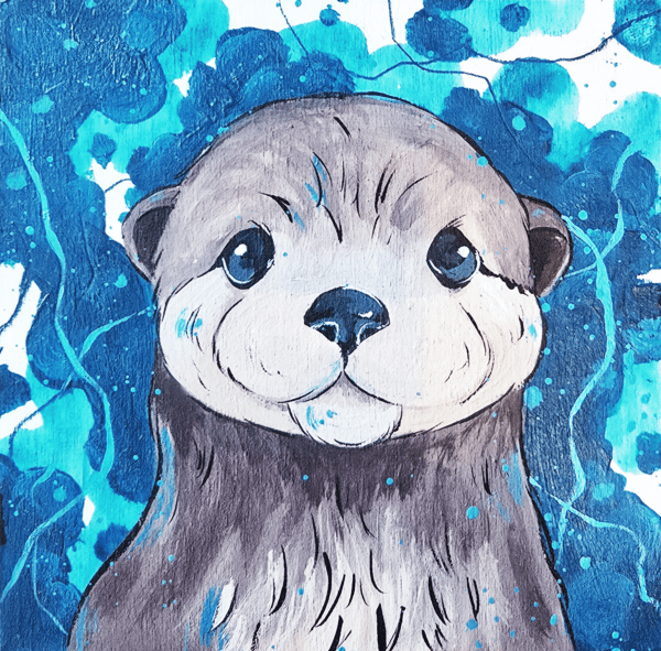 Loutre - Mini toile sur bois
